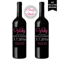 Will you be my bridesmaid wine label - Will you be my maid of honor - Custom wine label- will you be my bridesmaid - Thumbnail 1