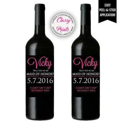 Will you be my bridesmaid wine label - will you be my maid of honor - custom wine label- will you be my bridesmaid