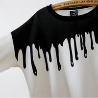 Japanese Harajuku New Milk Long-sleeved Sweater White / Black - Thumbnail 2
