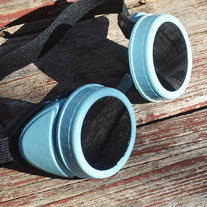 Light Blue and Matte Black Steampunk Goggles Time Travel Mad Scientist Airship Captain Apocalypse Motorcycle