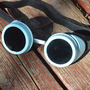 Light Blue and Matte Black Steampunk Goggles Time Travel Mad Scientist Airship Captain Apocalypse Motorcycle-3