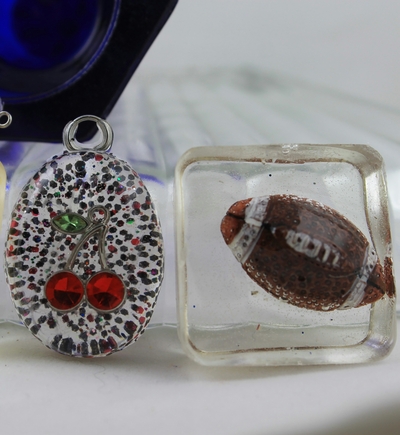 Square Charms Football, L.O.V.E. Baseball, Clear, Stars 