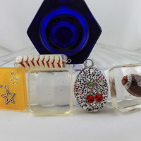 Square Charms Football, L.O.V.E. Baseball, Clear, Stars  - Thumbnail 1