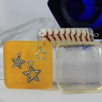 Square Charms Football, L.O.V.E. Baseball, Clear, Stars  - Thumbnail 2