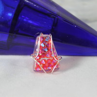 Tapered Baguette Charm in Hibiscus Bicones wrapped in Sterling Silver - Thumbnail 1