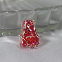 Tapered Baguette Charm in Hibiscus Bicones wrapped in Sterling Silver - Thumbnail 3