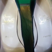 CHRISTIAN LOUBOUTIN Patent Peep Toe Black Pumps - Thumbnail 1