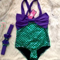 Pretty Mermaid One Piece Swim Suit and Matching Headband - Thumbnail 1