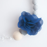 Blue Flower Glass Necklace NL1070 - Thumbnail 2