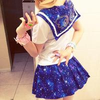 Crew Neck Gaxaly Star College Department Skirts - Thumbnail 1