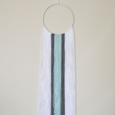 White, gray, and blue green wall hanging - Thumbnail 3