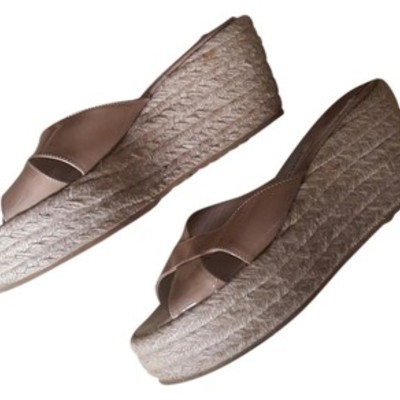 Jimmy choo patent leather espadrille sandals tan wedges