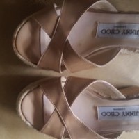 JIMMY CHOO Patent Leather Espadrille Sandals Tan Wedges - Thumbnail 3