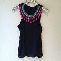 Embroidered Tassel Top - Thumbnail 4