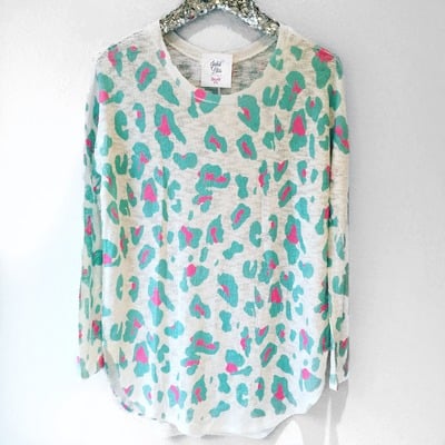 Aqua leopard print tunic - Thumbnail 2