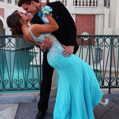 Sexy chiffon beading see-through straps long prom dress,party dress