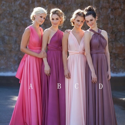 A-line sleeveless sash empire wasit bridesmaid dress,pink colorful bridesmaid dresses - Thumbnail 5