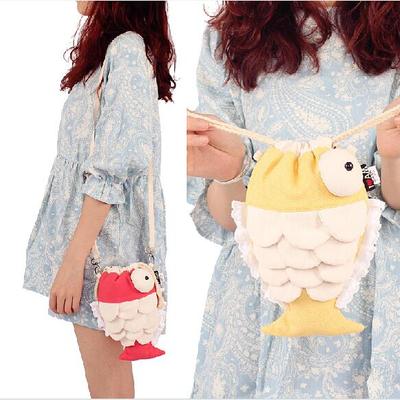 Fish bags canvas cotton messenger debris bag, red blue yellow - Thumbnail 5