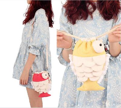 Fish Bags Canvas Cotton Messenger Debris Bag, Red Blue Yellow