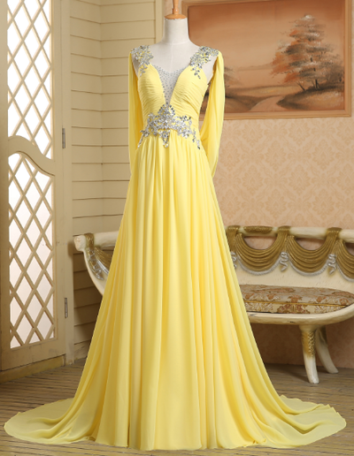 sweetheart prom dresses,Yellow A-line Straps Ruffles Prom Dress 2016 Long Prom Dresses Evening Dresses 018