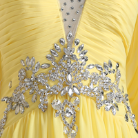 sweetheart prom dresses,Yellow A-line Straps Ruffles Prom Dress 2016 Long Prom Dresses Evening Dresses 018 - Thumbnail 1