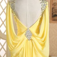 sweetheart prom dresses,Yellow A-line Straps Ruffles Prom Dress 2016 Long Prom Dresses Evening Dresses 018 - Thumbnail 2