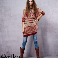 ARTKA ETHNIC PATTERN BOHEMIAN STYLE DRESS SWEATER YB14255C - Thumbnail 4