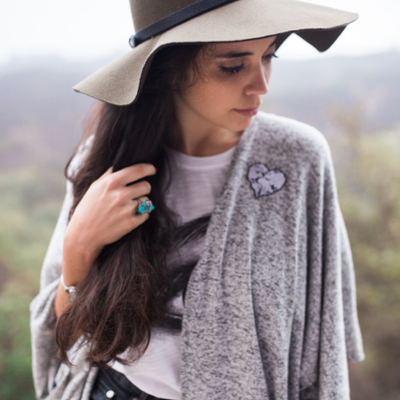 Heart fingerprint world grey cardigan
