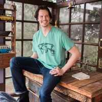 Mens V-neck world map tee Green - Thumbnail 2