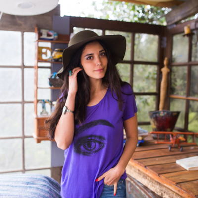 Eye map long purple tee by artist rohini sen