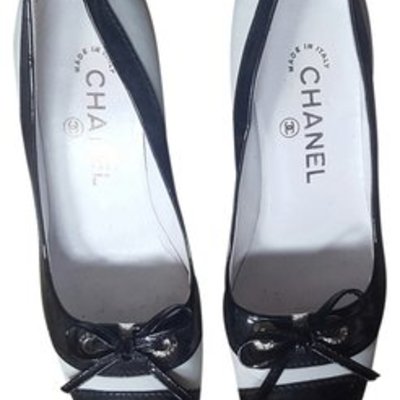 Chanel black and white pumps