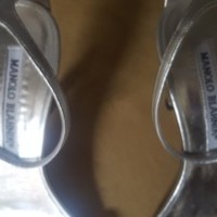 MANOLO BLAHNIK Silver Sandals - Thumbnail 1