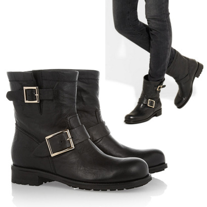 JIMMY CHOO Leather Size 35.5 Black Boots