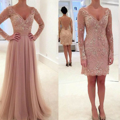Long prom dress, gorgeous prom dress, popular prom dress, two piece prom dress, blush pink prom dress, seen-through back prom dress, pd15127