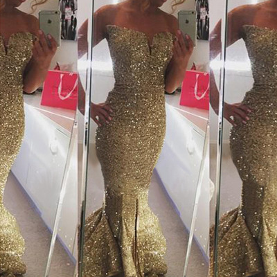 Diy prom dresses,gold trumpet/mermaid sweetheart floor-length prom dresses evening dresses 6364