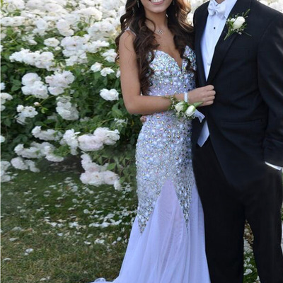Prom dresses for teens,purple trumpet/mermaid straps rhinestone chiffon prom dresses evening dresses 1591