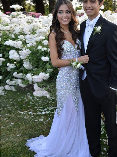prom dresses for teens,Purple Trumpet/Mermaid Straps Rhinestone Chiffon Prom Dresses Evening Dresses 1591