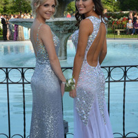 prom dresses for teens,Purple Trumpet/Mermaid Straps Rhinestone Chiffon Prom Dresses Evening Dresses 1591 - Thumbnail 1