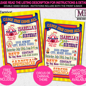 Birthday invitations, carnival and circus - Thumbnail 4