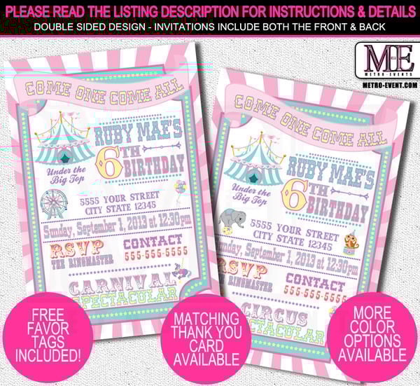 Carnival Party Invitations