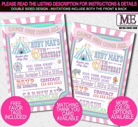 Carnival Party Invitations