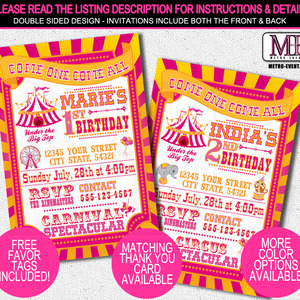 Carnival birthday party invitations - Thumbnail 3
