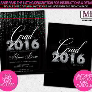 Glitter graduation party invitations - Thumbnail 1