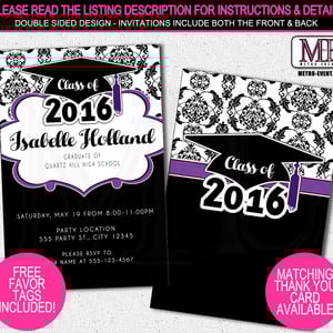 Damask graduation party invitations - Thumbnail 1