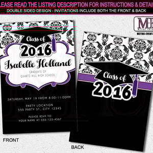 Damask Graduation Party Invitations