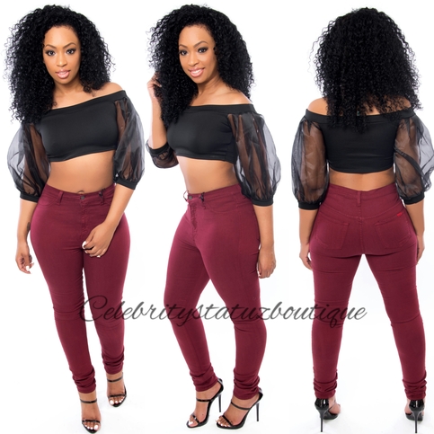 Puffy Sleeves Crop Top