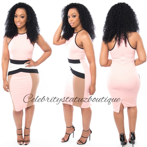 Blush Color Block Dress