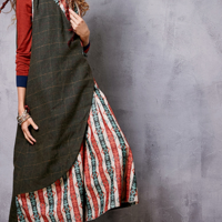 ARTKA ETHNIC DESIGN DIFFERENT FABRIC STITCHED DRESS LA15258Q - Thumbnail 3