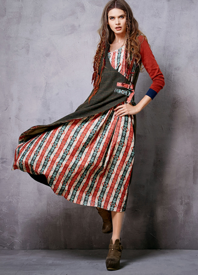 ARTKA ETHNIC DESIGN DIFFERENT FABRIC STITCHED DRESS LA15258Q