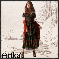 ARTKA ETHNIC DESIGN DIFFERENT FABRIC STITCHED DRESS LA15258Q - Thumbnail 3